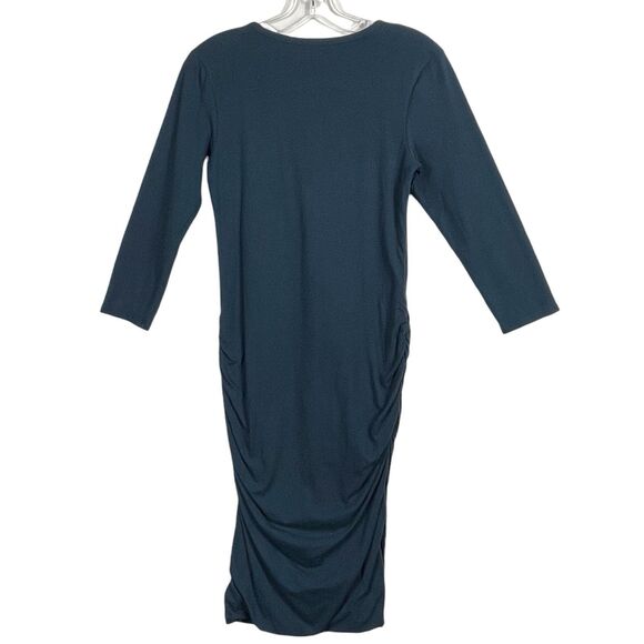 JAMES PERSE Double Shirred Skinny Dress Size 2 Medium Green 3/4 Sleeve EUC - Picture 15 of 16